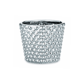 Vaso Cachepot Bolinhas Dots Cerâmica Prata - 8 cm - Ela Decora